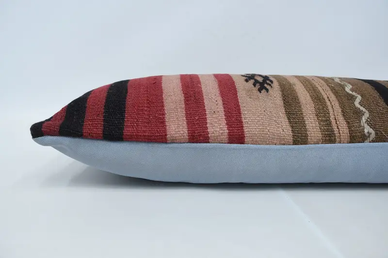 Pillow Sham, Throw Kilim Pillow, Anatolian Pillow, Home Decor Pillow, Traditional Cushion Case, 12x48 Brown Cushion, Kilim Pillow - 5
