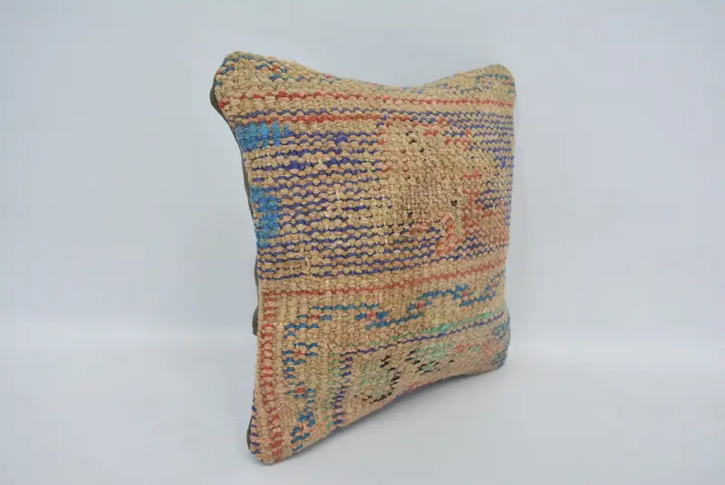 Pillow Sham, Comfy Throw Pillow Sham, 12x12 Blue Pillow Cover, Vintage Kilim Throw Pillow, Yoga Pillow Sham, Turkish Pillow, Pillow for Sofa - 3