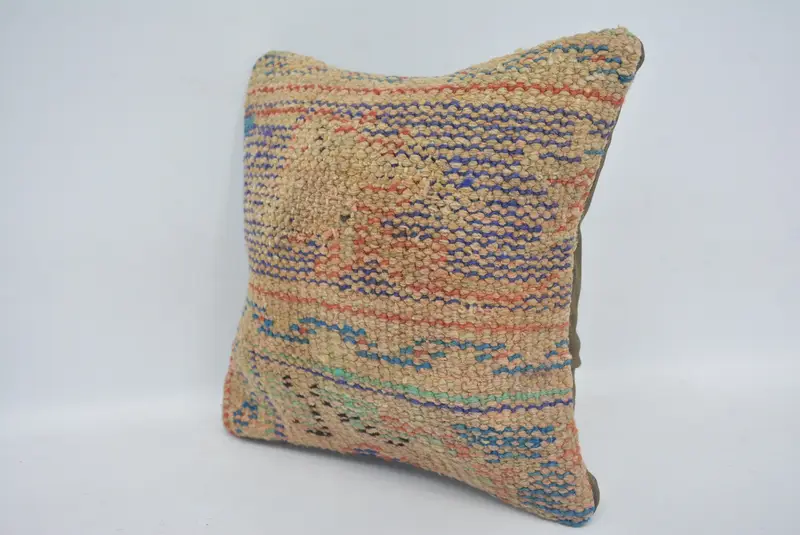 Pillow Sham, Comfy Throw Pillow Sham, 12x12 Blue Pillow Cover, Vintage Kilim Throw Pillow, Yoga Pillow Sham, Turkish Pillow, Pillow for Sofa - 4