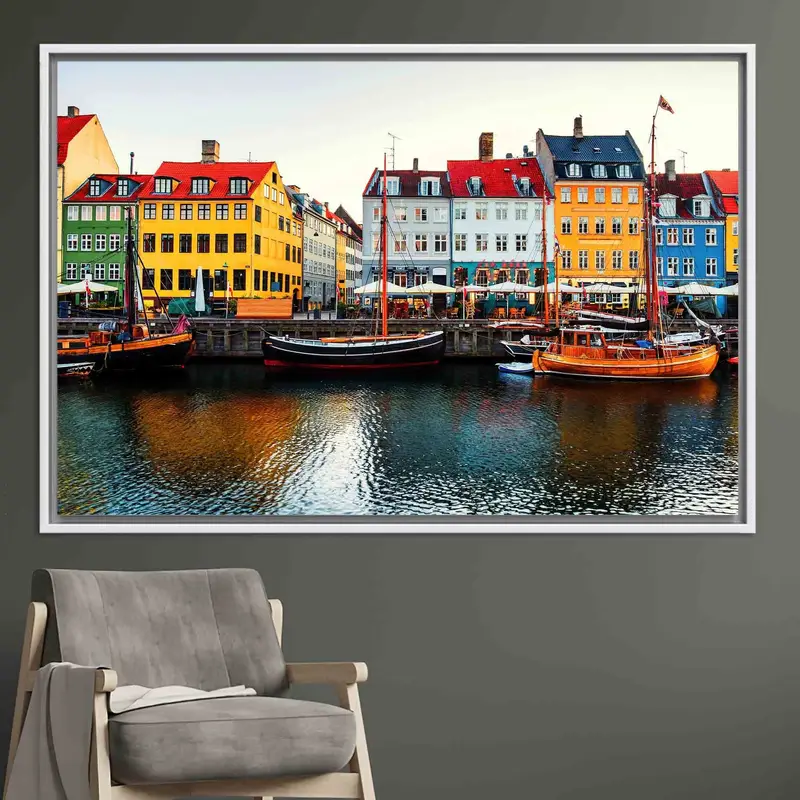 Lienzo de paisaje elegante de Copenhague - Arte de paisaje urbano impreso