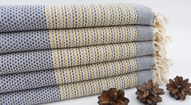 Beach Towel Turkish Cotton Towel Blue Yellow, 70x40 Inches