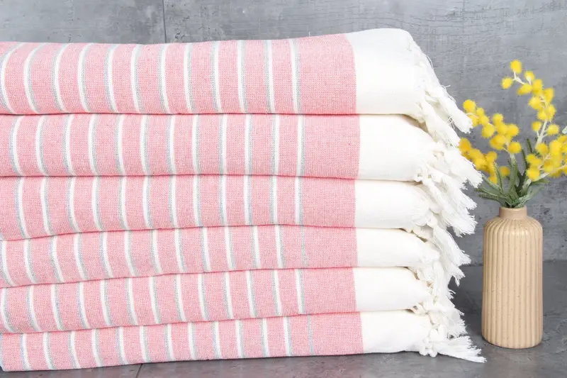 Kitchen Towel Turkish Hand Towel Red Washcloth Striped Towel 18x36 Inches