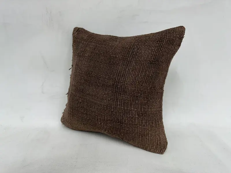 Cushion Cover, Vintage Kilim Pillow, Ethnic Pillow Cover Pillow Case, Turkish Kilim Pillow, Interior Designer Pillow, 16x16 Brown Cushion Case - 4