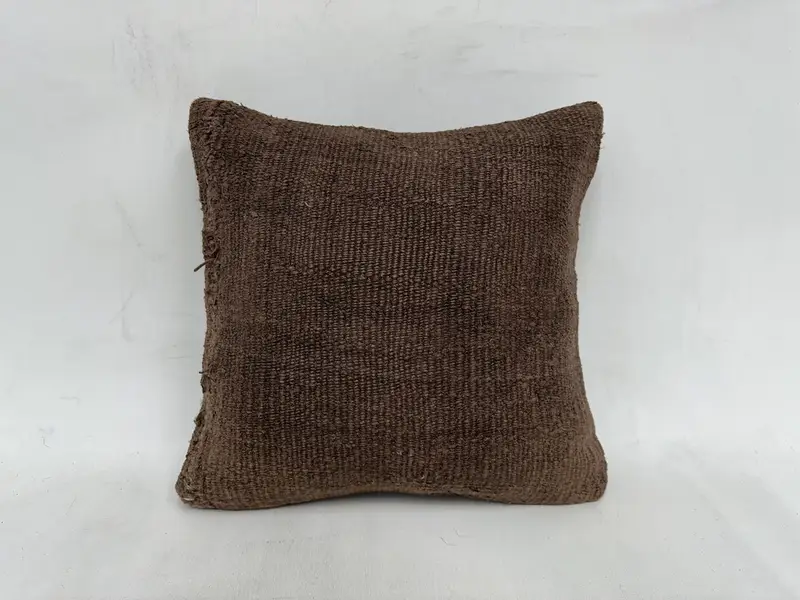 Cushion Cover, Vintage Kilim Pillow, Ethnic Pillow Cover Pillow Case, Turkish Kilim Pillow, Interior Designer Pillow, 16x16 Brown Cushion Case - 1