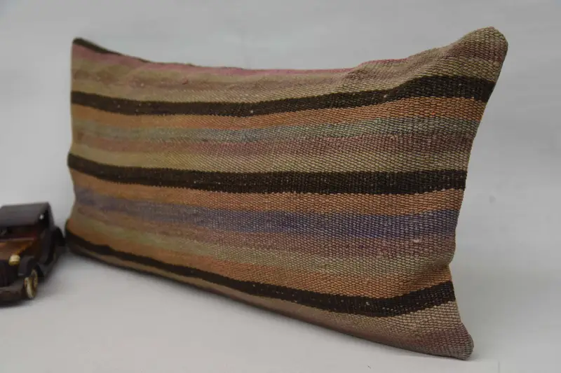 Handmade Kilim Cushion, Turkish Kilim Pillow, Cushion Case, Turkish Pillow, 12x24 Orange Pillow Cover, Morroccon Kilim Cushion Pillow Case - 3