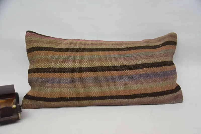 Handmade Kilim Cushion, Turkish Kilim Pillow, Cushion Case, Turkish Pillow, 12x24 Orange Pillow Cover, Morroccon Kilim Cushion Pillow Case - 1