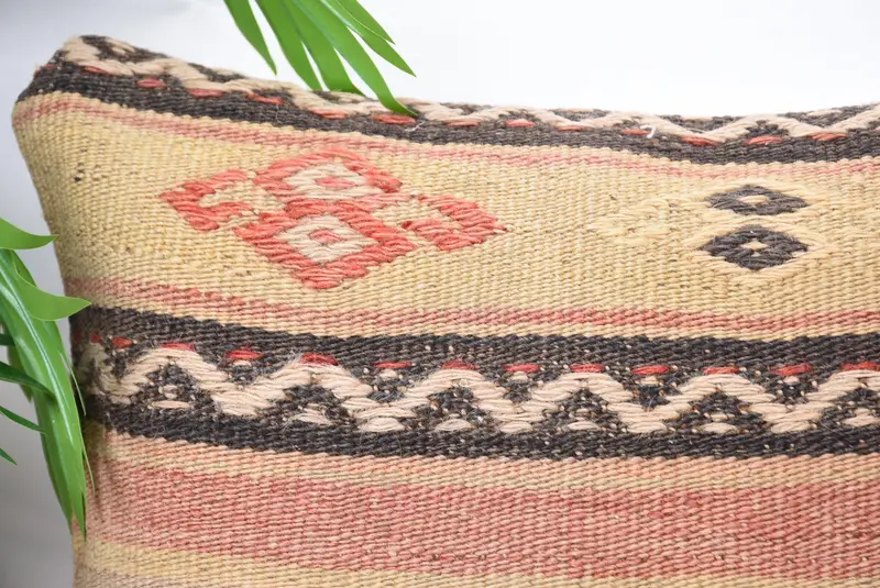 One Of A Kind Cushion Cover, 14x14 Beige Cushion Cover, Pillow for Couch, Kilim Pillow Cover, Cushion Case, Vintage Kilim Pillow - 2