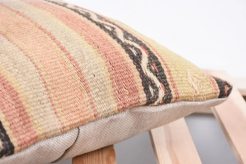 One Of A Kind Cushion Cover, 14x14 Beige Cushion Cover, Pillow for Couch, Kilim Pillow Cover, Cushion Case, Vintage Kilim Pillow - 7