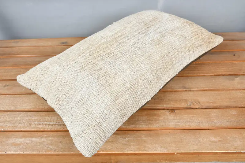 Sofa Bolster Cushion Cover, 12x20 Beige Pillow Case, Neutral Pillow Sham, Kilim Cushion Sham, Kilim Pillow Cover, Pillow, Kilim Pillow - 2