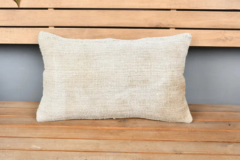Sofa Bolster Cushion Cover, 12x20 Beige Pillow Case, Neutral Pillow Sham, Kilim Cushion Sham, Kilim Pillow Cover, Pillow, Kilim Pillow - 6