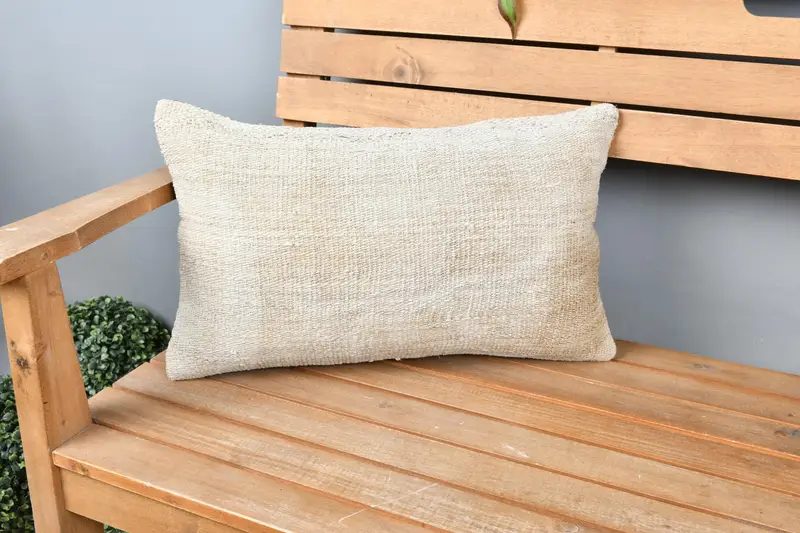 Sofa Bolster Cushion Cover, 12x20 Beige Pillow Case, Neutral Pillow Sham, Kilim Cushion Sham, Kilim Pillow Cover, Pillow, Kilim Pillow - 1