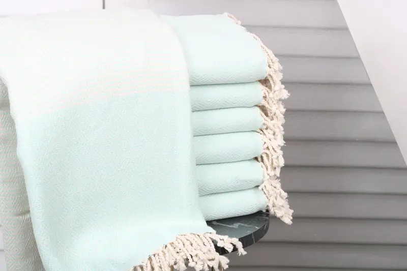 Beach Towel Monogram Turkish Cotton Mint, 40x71 Inches