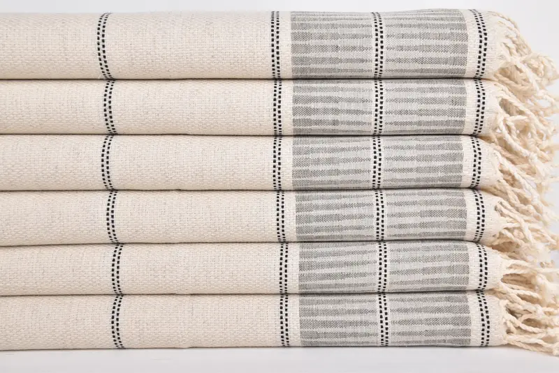 40x20 Keten Çizgili Havlu, Noel Hediyesi, Kişiselleştirilmiş Hediye, Düğün Hediyesi Mutfak Havlu, Monogramlı El Havlusu, Kişiselleştirilmiş Mutfak Havlusu - 2