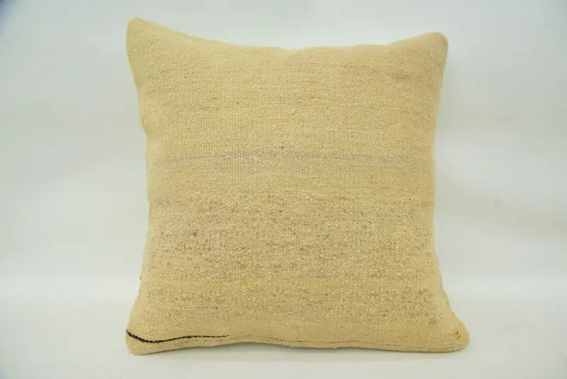Pillow for Sofa, Pillow Sham, Traditional Pillow Case, Turkish Pillow, Ethnic Pillow Case, Sustainable Cushion, 16x16 Beige Pillow, Vintage Pillow - 1