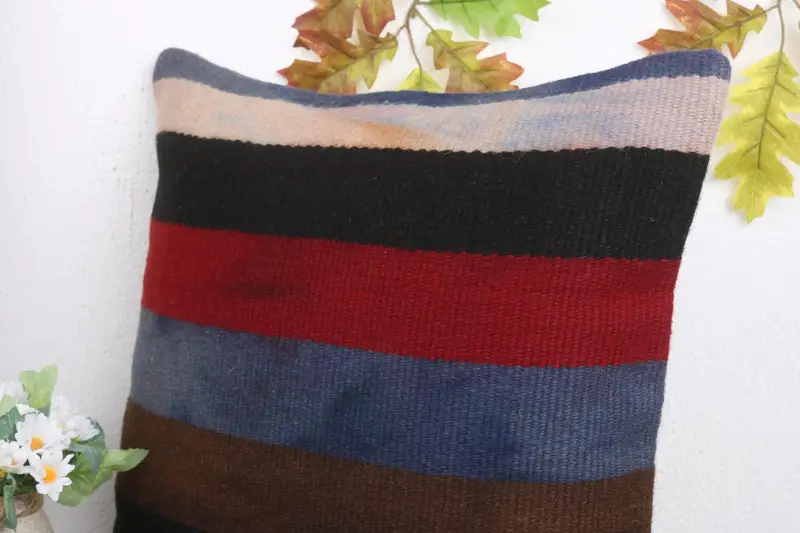 Cushion Case, Bench Pillow Sham, Nomadic Pillow Sham, Kilim Cushion Sham, Gift Pillow, Pillow for Sofa, Muted Cushion, 18x18 Red Cushion Case - 5