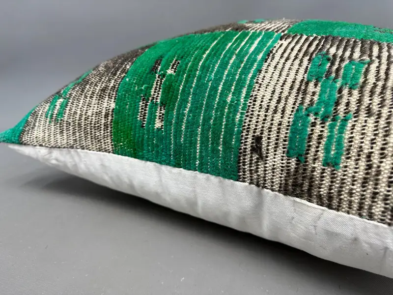 Cushion Case, Bed Cushion Cover, Kilim Pillow Cover, 24x24 Green Pillow, Boho Pillow Sham Cover, Authentic Cushion Cover, Turkish Pillow - 6