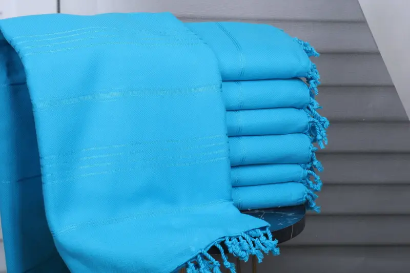 Bachelorette Gifts Turquoise Striped Towel 40x71 Inches Organic Cotton