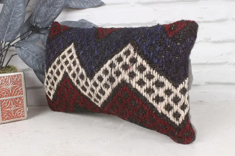 Kilim Cushion Sham, Decorative Throw Pillow, Turkish Pillow, Handmade Kilim Cushion, 8x16 Red Pillow Cover, Custom Pillow Cover, Cushion - 4
