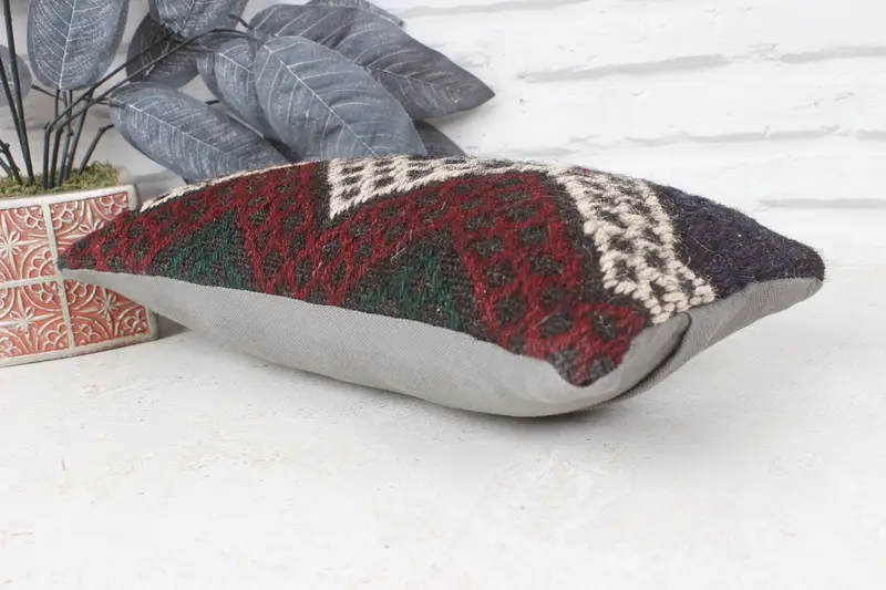 Kilim Cushion Sham, Decorative Throw Pillow, Turkish Pillow, Handmade Kilim Cushion, 8x16 Red Pillow Cover, Custom Pillow Cover, Cushion - 6