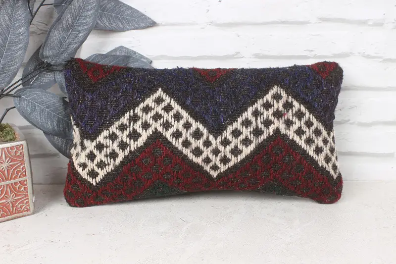 Kilim Cushion Sham, Decorative Throw Pillow, Turkish Pillow, Handmade Kilim Cushion, 8x16 Red Pillow Cover, Custom Pillow Cover, Cushion - 1