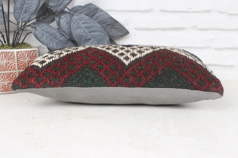 Kilim Cushion Sham, Decorative Throw Pillow, Turkish Pillow, Handmade Kilim Cushion, 8x16 Red Pillow Cover, Custom Pillow Cover, Cushion - 5