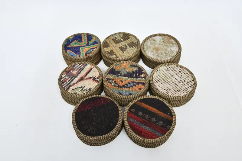 Bohemian Pattern Round Coaster, Unique Rug Coaster