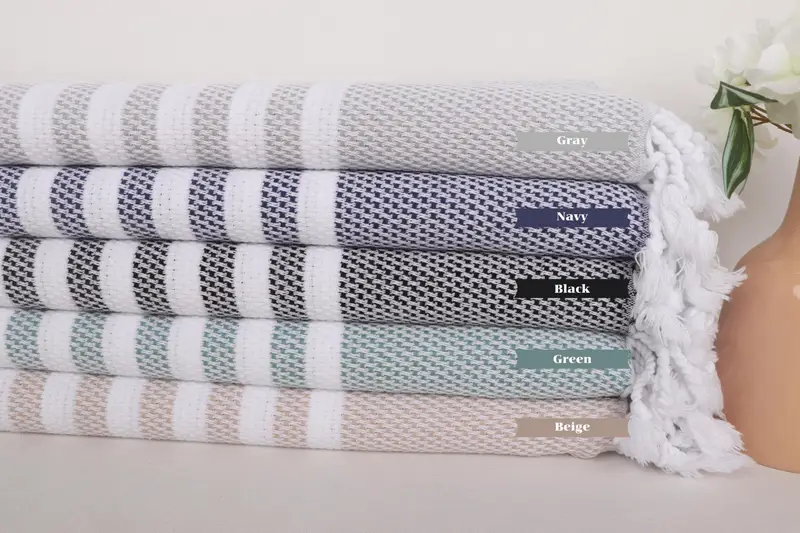 Travel Towel, Monogrammed Hand Towel, 44x24 Cotton Striped Towel, Custom Wedding Gifts, Wedding Gifts Towel, Monogram Kitchen Towel, Wedding Favors - 1
