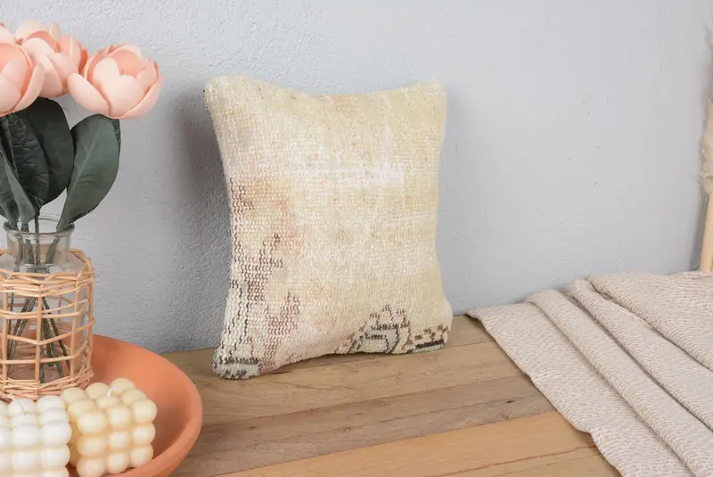 Almohada del suroeste beige y marrón, almohada de tiro vintage 12x12