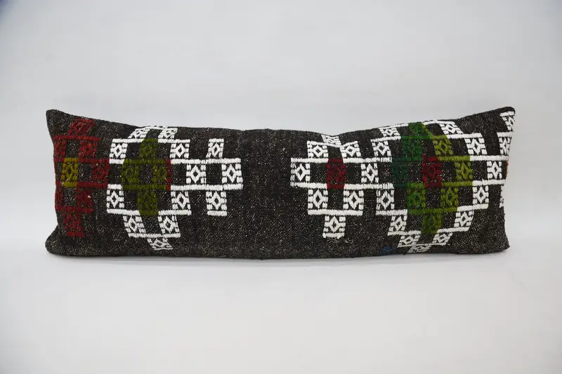 Funda de cojín vintage geométrica para interiores, regalo marrón, cojín de 12x35 pulgadas - 1