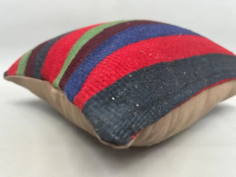 Turkish Kilim Pillow, 18x18 Red Pillow, Sustainable Pillow, Floor Pillow, Handmade Kilim Cushion, Pillow Sham, Kilim Pillow Cover - 6