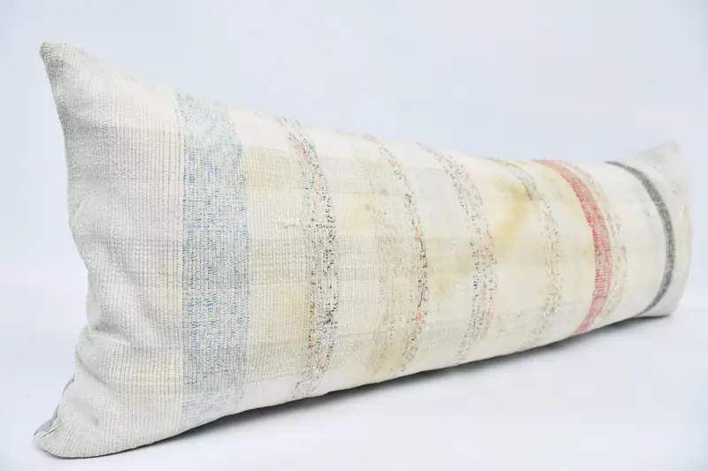Cushion, Turkish Pillow, Couch Pillow Cover, Handmade Kilim Cushion, Home Decor Pillow, Colorful Cushion Cover, 16x48 Beige Cushion Cover - 3