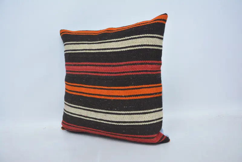 Pillow, Vintage Kilim Throw Pillow, Art Deco Cushion, Vintage Pillow, Turkish Pillow, Comfy Throw Cushion Cover, 22x22 Brown Pillow Cover - 4