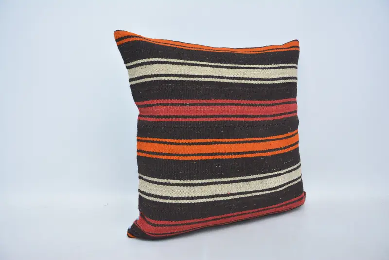 Pillow, Vintage Kilim Throw Pillow, Art Deco Cushion, Vintage Pillow, Turkish Pillow, Comfy Throw Cushion Cover, 22x22 Brown Pillow Cover - 3