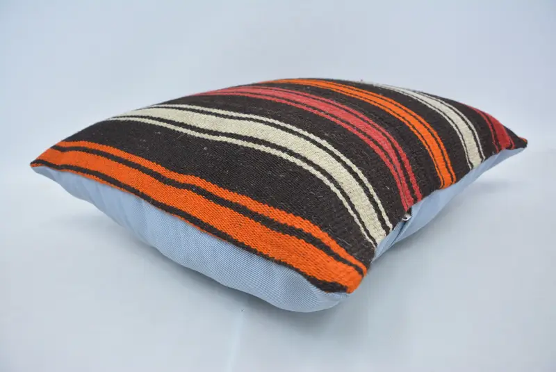 Pillow, Vintage Kilim Throw Pillow, Art Deco Cushion, Vintage Pillow, Turkish Pillow, Comfy Throw Cushion Cover, 22x22 Brown Pillow Cover - 6