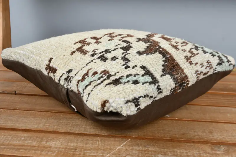 Kilim Pillow Cover, Traditional Pillow, Bench Cushion Case, Cushion Case, 12x12 Beige Pillow, Kilim Cushion Sham, Boho Pillow Sham Cover - 3