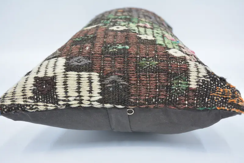 Pillow Cover, 12x24 Brown Pillow Cover, Vintage Kilim Throw Pillow, Ethnical Kilim Rug Pillow, Kilim Cushion Sham, Chair Cushion Cover - 5