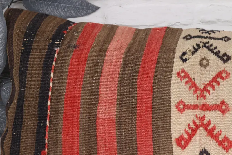 Cushion, Gift Pillow, Yoga Pillow Cover, Pillow for Couch, 16x48 Red Cushion, Sustainable Cushion Case, Vintage Pillow, Handmade Rug Seat Pillow - 2