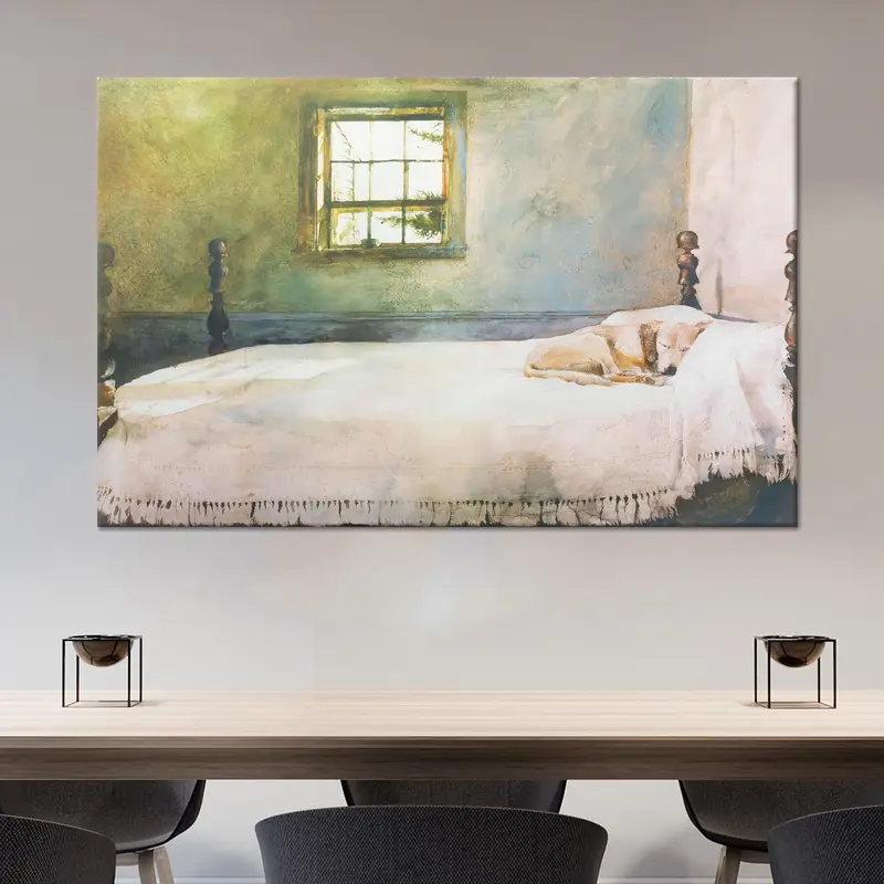 Elegant Andrew Wyeth Bedroom Dog Modern Canvas Print