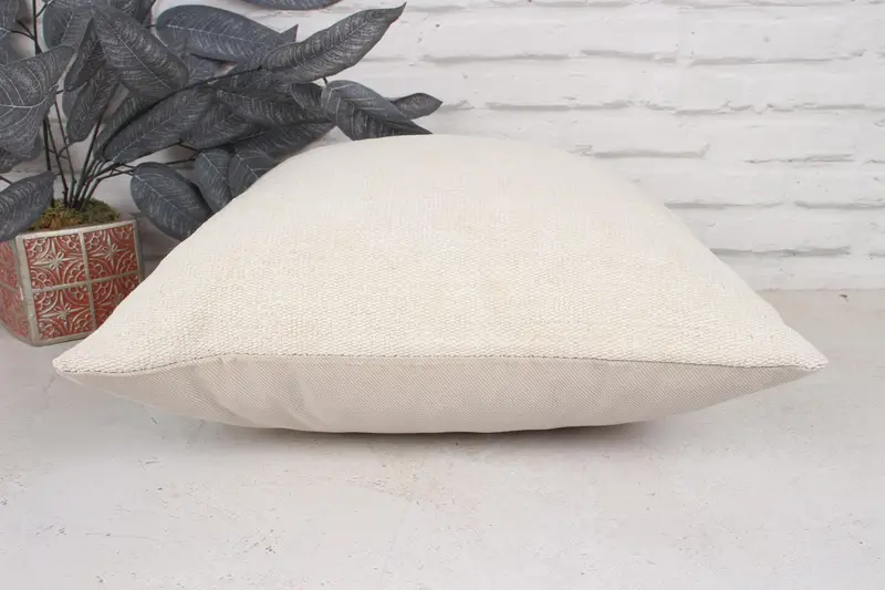 Handmade Kilim Cushion, Boho Pillow Sham Cover, 18x18 White Pillow, Throw Kilim Pillow, Pillow Cover, Tribal Pillow Cover - 5