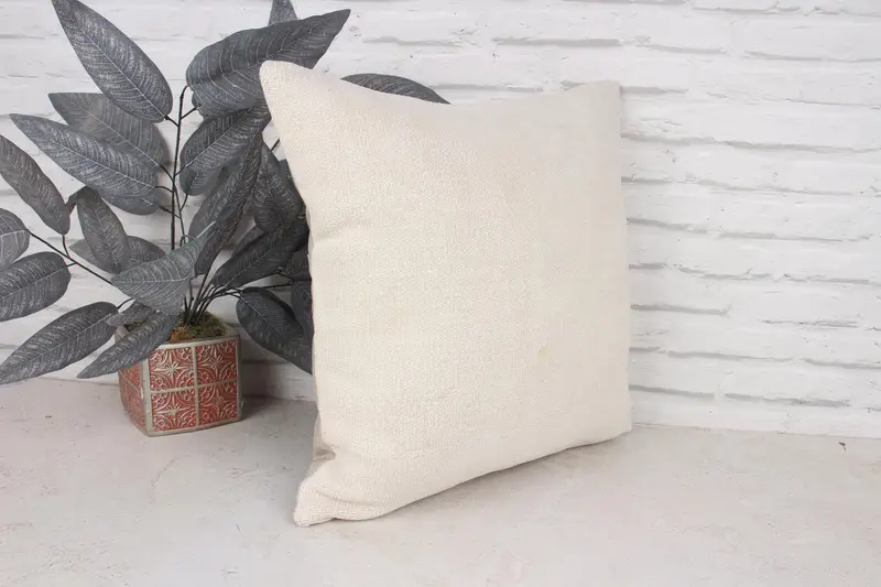 Handmade Kilim Cushion, Boho Pillow Sham Cover, 18x18 White Pillow, Throw Kilim Pillow, Pillow Cover, Tribal Pillow Cover - 3