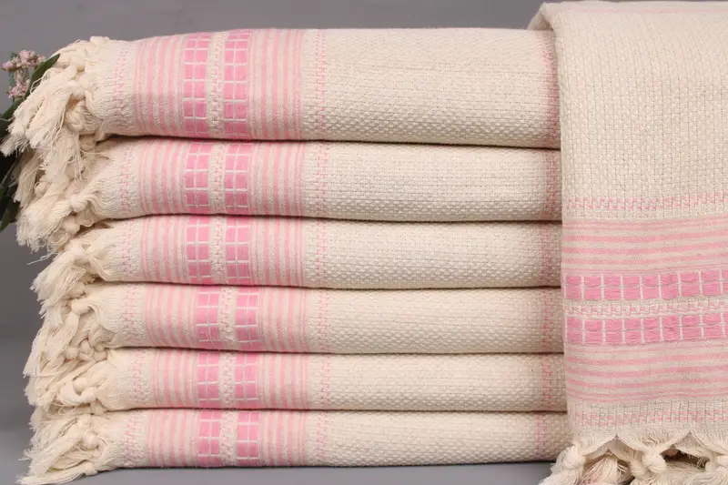 Couch Throw Custom Pink Blanket Beige, 93x95 Inches Linen Throw