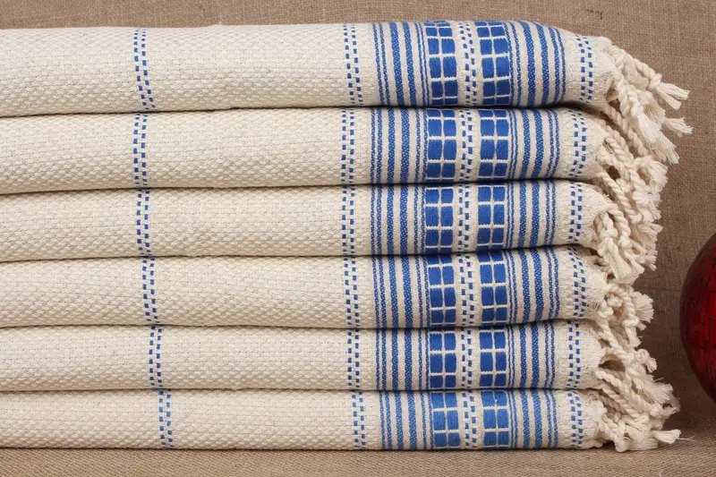 Coffee Tea Towel Linen Sax Blue, Custom Kitchen Towel, 20x40 Inches