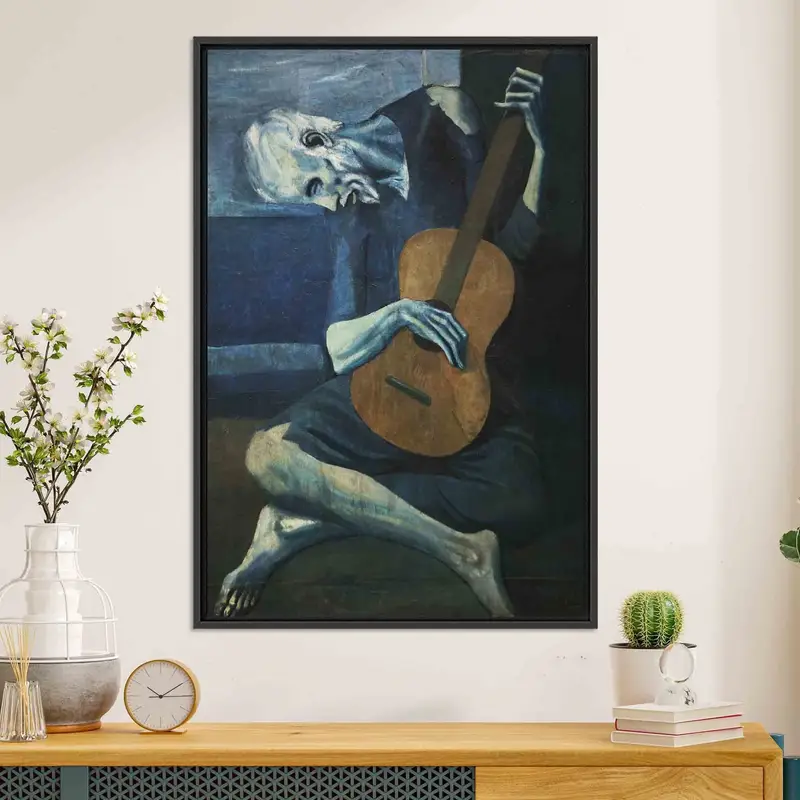 Impresión en lienzo elegante del viejo guitarrista de Picasso - Decoración artística vibrante