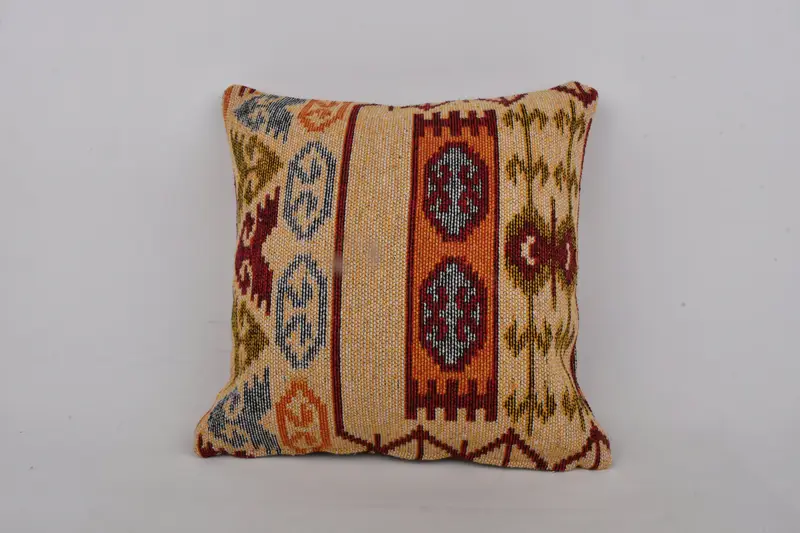 Boho Pillow Sham Cover, Ethnic Pillow Cover Pillow Case, Cushion, Knitted Pillow Cover, Turkish Pillow, Kilim Pillow Cover, 20x20 Red Cushion Cover - 1