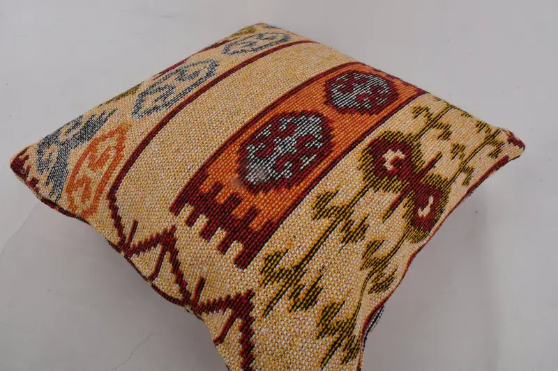 Boho Pillow Sham Cover, Ethnic Pillow Cover Pillow Case, Cushion, Knitted Pillow Cover, Turkish Pillow, Kilim Pillow Cover, 20x20 Red Cushion Cover - 6