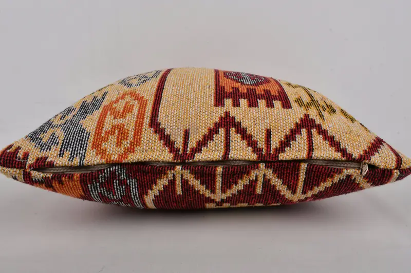 Boho Pillow Sham Cover, Ethnic Pillow Cover Pillow Case, Cushion, Knitted Pillow Cover, Turkish Pillow, Kilim Pillow Cover, 20x20 Red Cushion Cover - 5