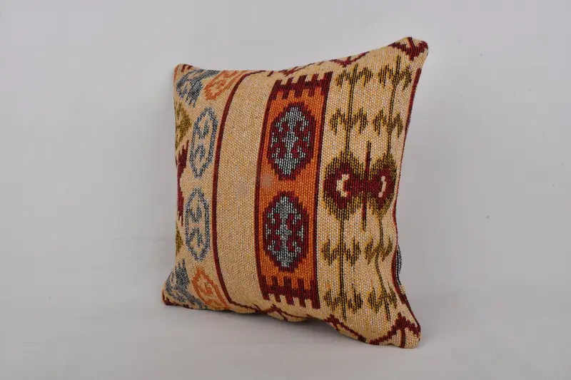 Boho Pillow Sham Cover, Ethnic Pillow Cover Pillow Case, Cushion, Knitted Pillow Cover, Turkish Pillow, Kilim Pillow Cover, 20x20 Red Cushion Cover - 3