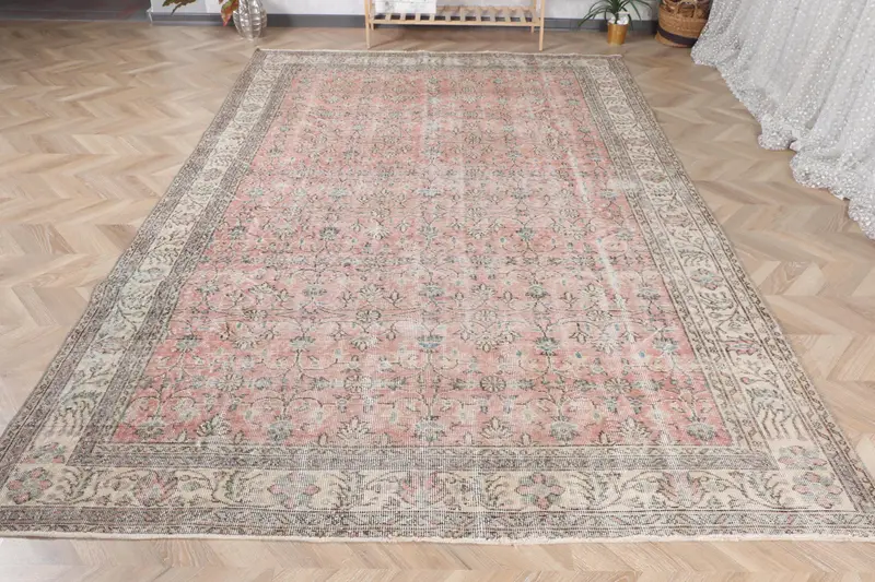 Alfombra del suroeste hecha a mano en rojo y azul, 0,6x10,4 ft