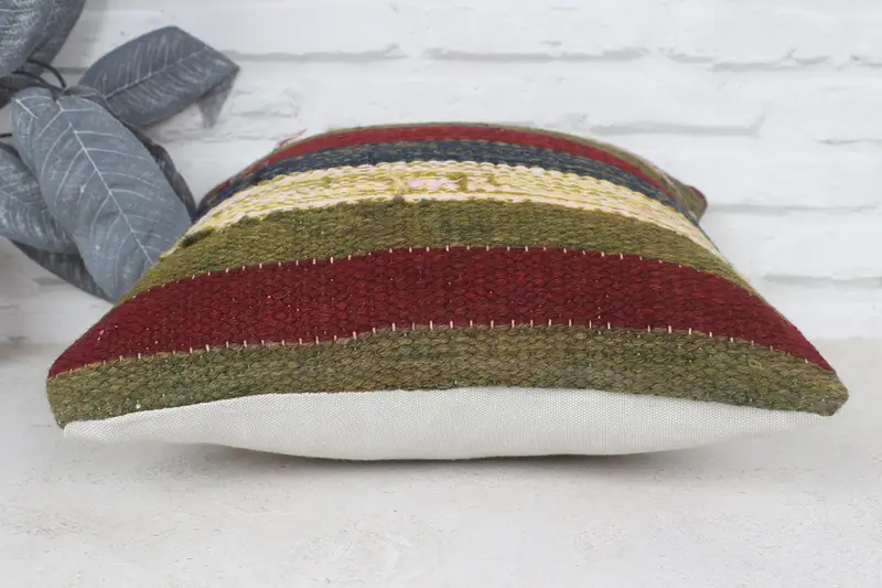 Turkish Pillow, Cushion, Boho Chic Cushion, 14x14 Red Cushion, Throw Kilim Pillow, Boho Pillow Sham Cover, Vintage Pillow Case, Nomadic Cushion - 5