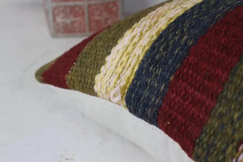 Turkish Pillow, Cushion, Boho Chic Cushion, 14x14 Red Cushion, Throw Kilim Pillow, Boho Pillow Sham Cover, Vintage Pillow Case, Nomadic Cushion - 7